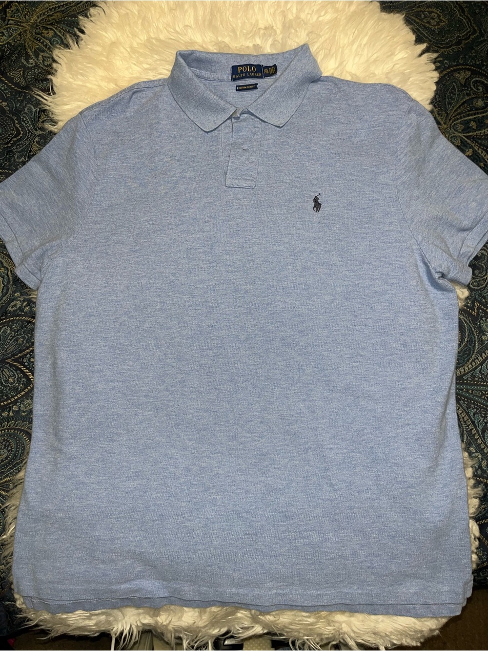 Custom slim Fit Polo by Ralph Lauren Heather Light Blue Men's Polo Shirt